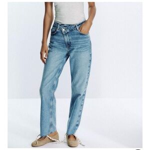 Zara Light Blue crossover Straight Leg Jeans